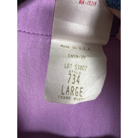 80s purple collared blouse top windbreaker sweatshirt material Large retro - Picture 4 of 8